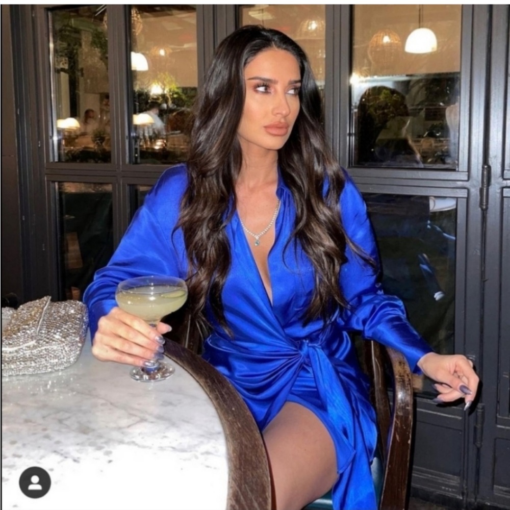 Zara satin effect wrap mini dress